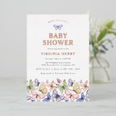 Baby Shower Vlinder Folie Uitnodiging (Staand Voorkant)