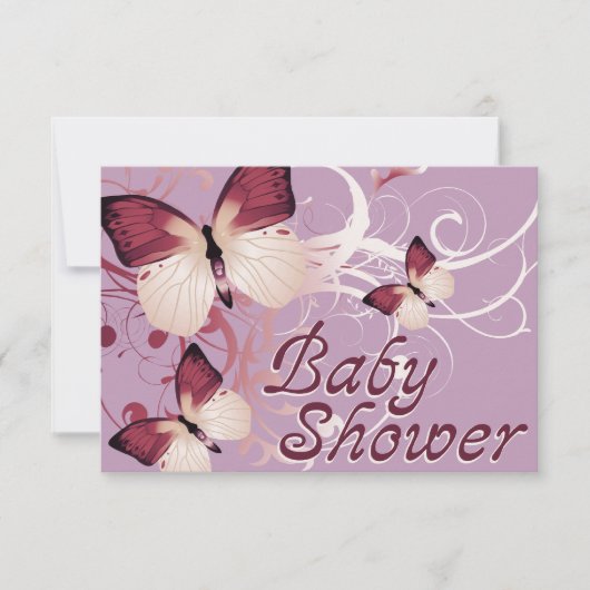 baby shower: vlinder kaart (Voorkant)