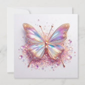 Baby shower vlinder meisje roze blauw diamant kaart (Achterkant)