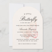 Baby shower vlinder roze beige meisje kaart (Voorkant)