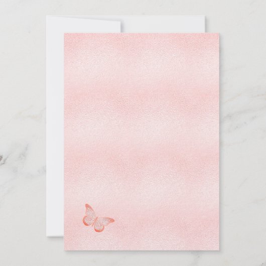 Baby shower vlinder roze pampas luxe kaart (Achterkant)