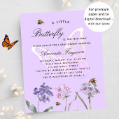 Baby shower vlinder violet budget uitnodiging