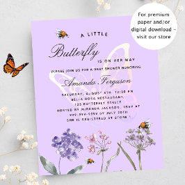 Baby shower vlinder violet budget uitnodiging flyer