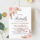 Baby shower vlinderroze pampasgras kaart