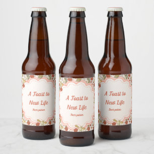 Baby Shower Vlinders & Bloesems Poëtisch Bloemmo Bier Etiket