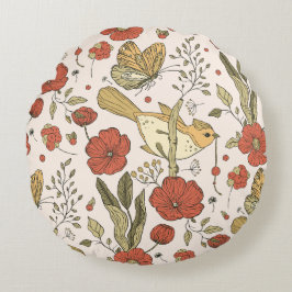 Baby Shower | Vlinders & Bloesems Poëtisch Bloemmo Rond Kussen