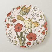 Baby Shower | Vlinders & Bloesems Poëtisch Bloemmo Rond Kussen (Achterkant)