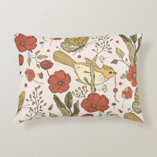 Baby Shower | Vlinders & Bloesems Poëtische Bloeme Accent Kussen (Voorkant)