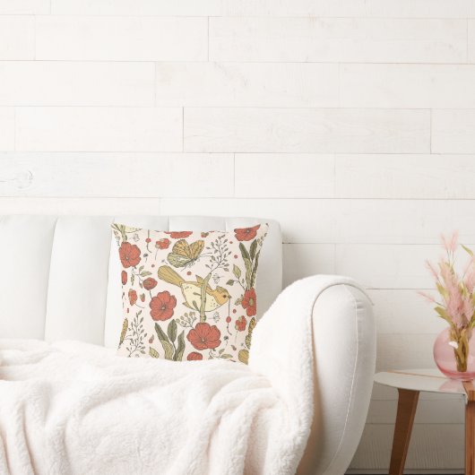 Baby Shower | Vlinders & Bloesems Poetische Bloeme Kussen (Bank)