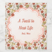 Baby Shower | Vlinders & Bloesems Poetische Bloeme Wijn Etiket (Enkel label)