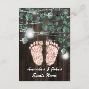 Baby shower Voet Rustic Green Wood Roos Kaart