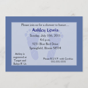 Baby shower voetafdrukken - blauw kaart