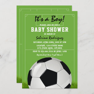 Baby shower Voetbal Een jongen. Kaart