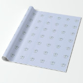 Baby shower Voeten Hart Blauw Pastel Cadeaupapier (Uitgerold)
