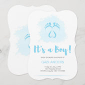 Baby shower voetstappen voor jongens kaart (Voorkant / Achterkant)
