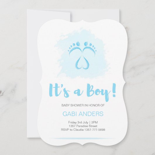Baby shower voetstappen voor jongens kaart (Voorkant)