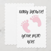 BABY SHOWER VOETVOET PRINTS SCRIPT UITNODIGINGEN (Voorkant / Achterkant)