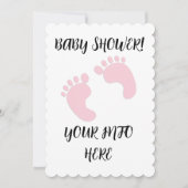 BABY SHOWER VOETVOET PRINTS SCRIPT UITNODIGINGEN (Voorkant)