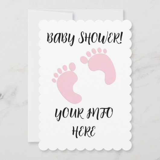 BABY SHOWER VOETVOET PRINTS SCRIPT UITNODIGINGEN (Voorkant)