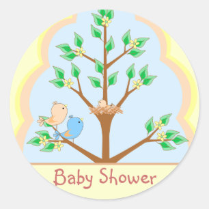 Baby shower vogelfamilie ticker ronde sticker