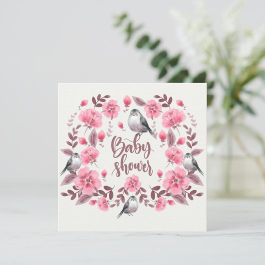 Baby shower vogels kaart (Staand voorkant)