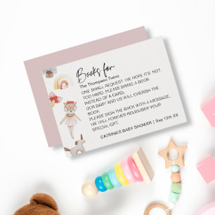 Baby shower voor aanvraag baby-tweelingmeisjesboek informatiekaartje