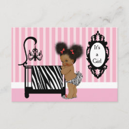Baby shower voor Afrikaanse Amerikaanse Zebra Prin Kaart