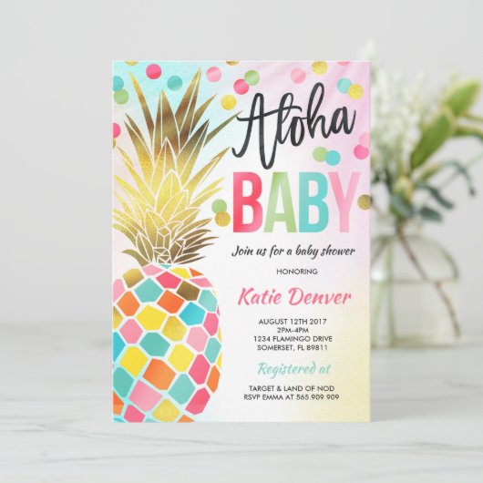 Baby shower voor ananas kaart (Staand voorkant)