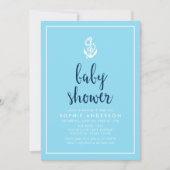 Baby shower voor ankerblauw script kaart (Voorkant)