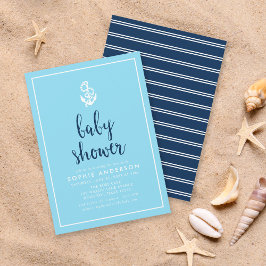 Baby shower voor ankerblauw script kaart