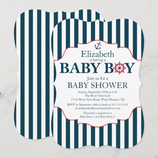 Baby shower voor ankerbons kaart (Voorkant / Achterkant)