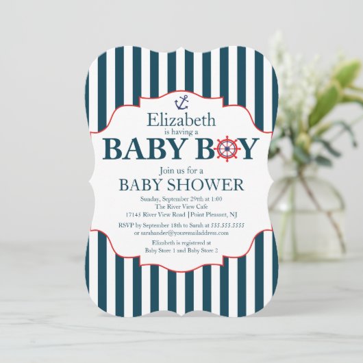 Baby shower voor ankerbons kaart (Staand voorkant)