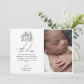 Baby shower voor Antiek bosdieren Bedankkaart (Staand voorkant)