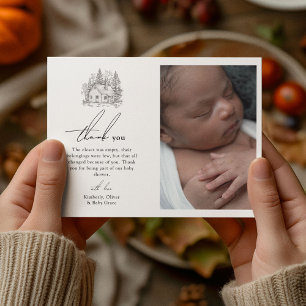 Baby shower voor Antiek bosdieren Bedankkaart