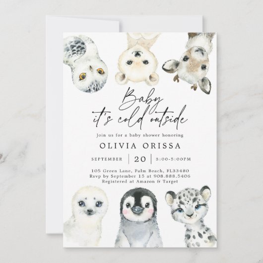 Baby shower voor Arctische dieren Kaart (Voorkant)
