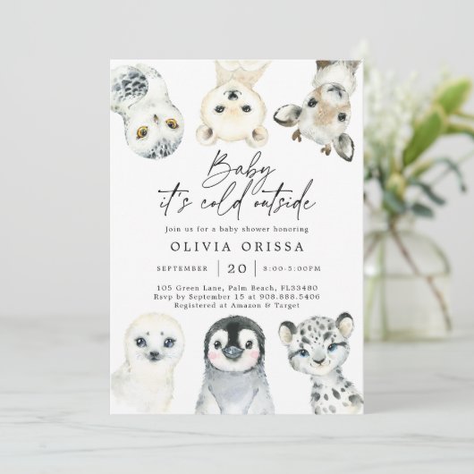 Baby shower voor Arctische dieren Kaart (Staand voorkant)