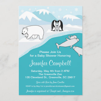 Baby shower voor Arctische dieren Kaart