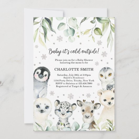 Baby shower voor Arctische dieren Kaart (Voorkant)