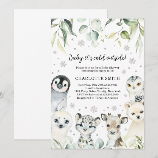 Baby shower voor Arctische dieren Kaart (Voorkant / Achterkant)