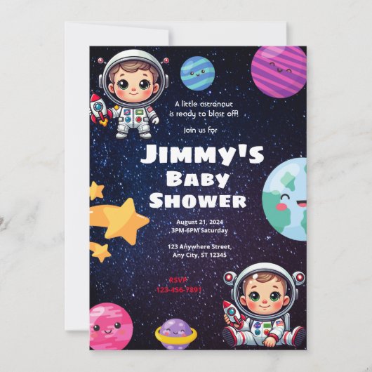 Baby shower voor astronauten kaart (Voorkant)