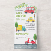 Baby shower voor autowrakken all in one uitnodiging (Binnen)