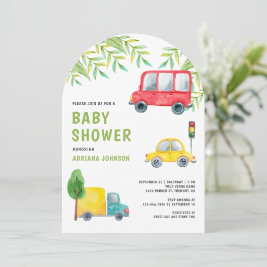 Baby shower voor autowrakken kaart (Staand voorkant)