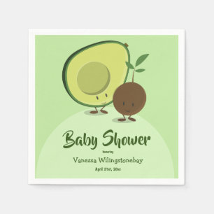 Baby shower voor Avocado en Pit Cartoon Character Servet