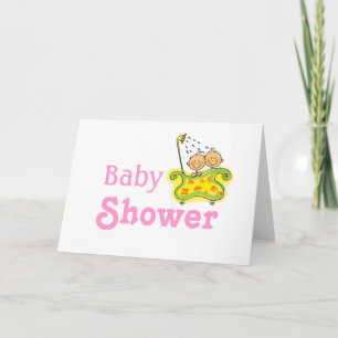Baby shower voor baby meisje tweeling kaart
