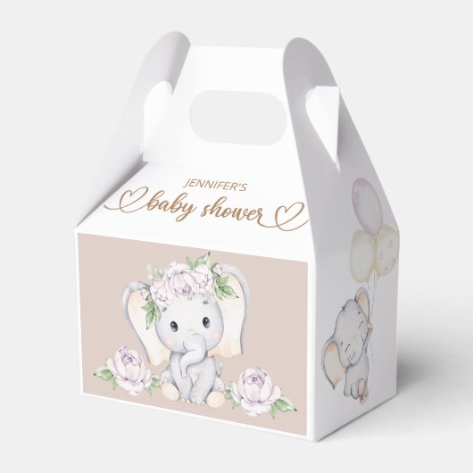 Baby shower voor baby-olifant en ventilatorWaterve Bedankdoosjes (Voorkant Zijde)