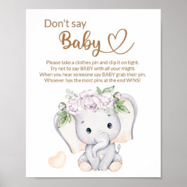 Baby shower voor baby-olifant en ventilatorWaterve Poster