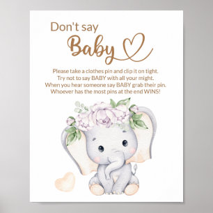 Baby shower voor baby-olifant en ventilatorWaterve Poster