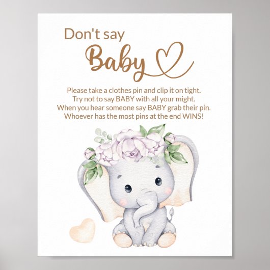 Baby shower voor baby-olifant en ventilatorWaterve Poster (Voorkant)