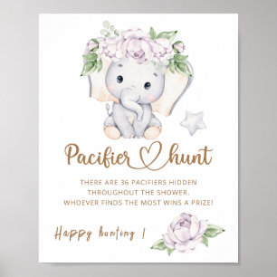 baby shower voor baby-olifant en ventilatorWaterve Poster
