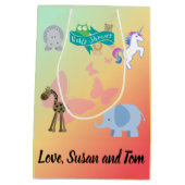 Baby shower voor beestjes en vlinders medium cadeauzakje (Achterkant)